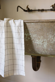 French Linen Tea Towel (Black Grids)