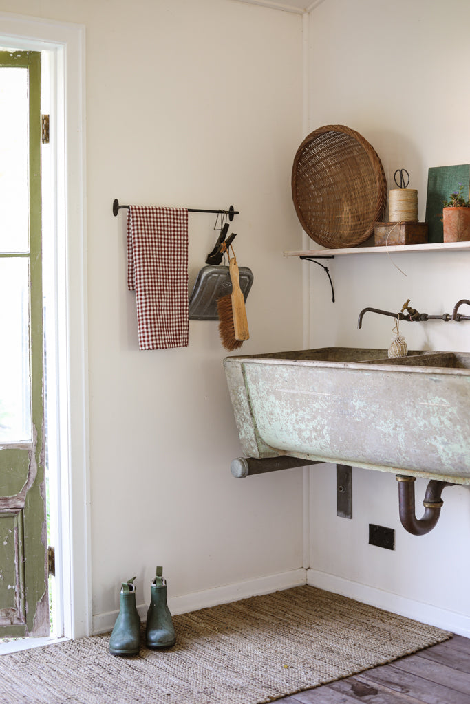 French Linen Tea Towel (Mulberry Gingham)