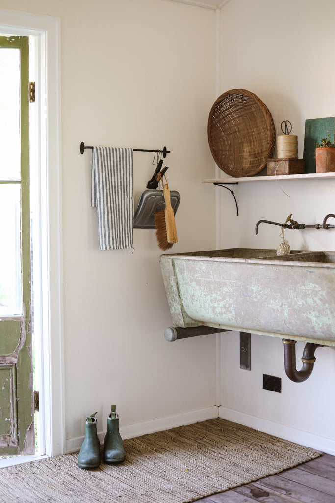 French Linen Tea Towel (Navy Stripe)