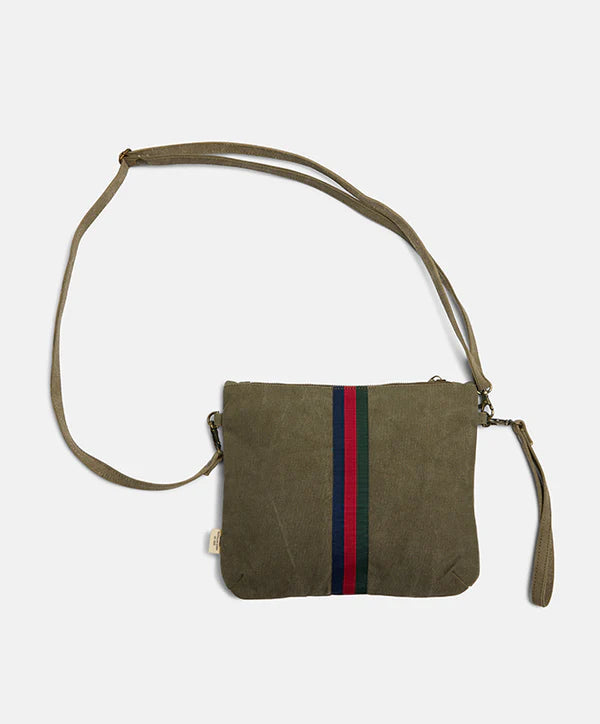 Escapee Clutch Bag with Strap Upcycled (Khaki)