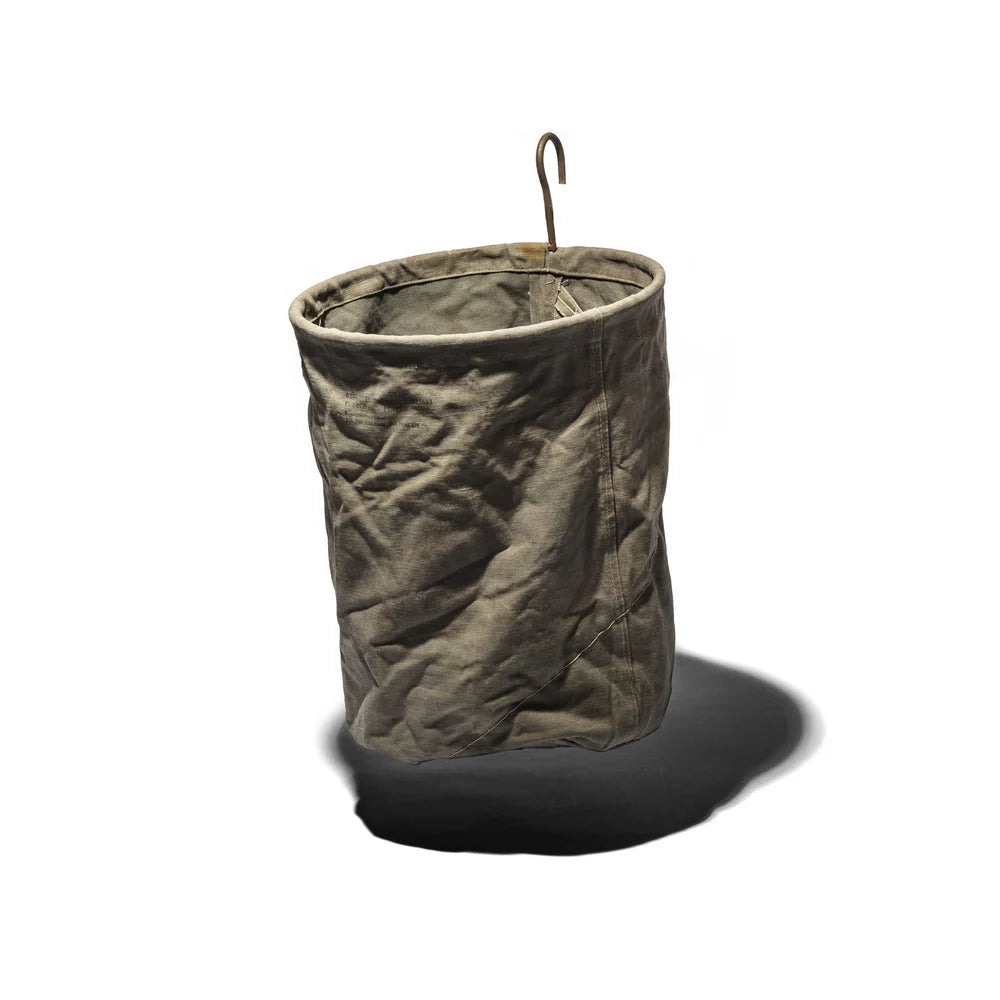 Vintage Tent Fabric Hook Basket / Large