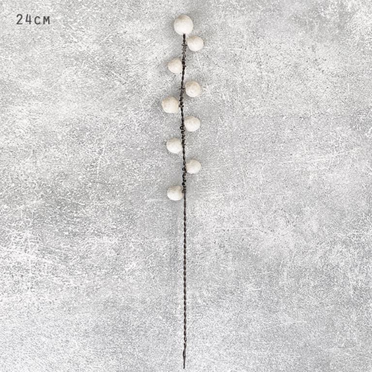 Pom Pom Wire Ilex Berries (White)