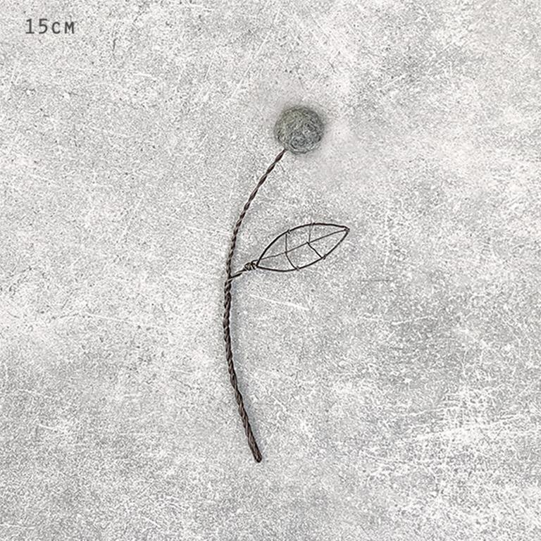 Pom Pom Wire Flower (Grey)