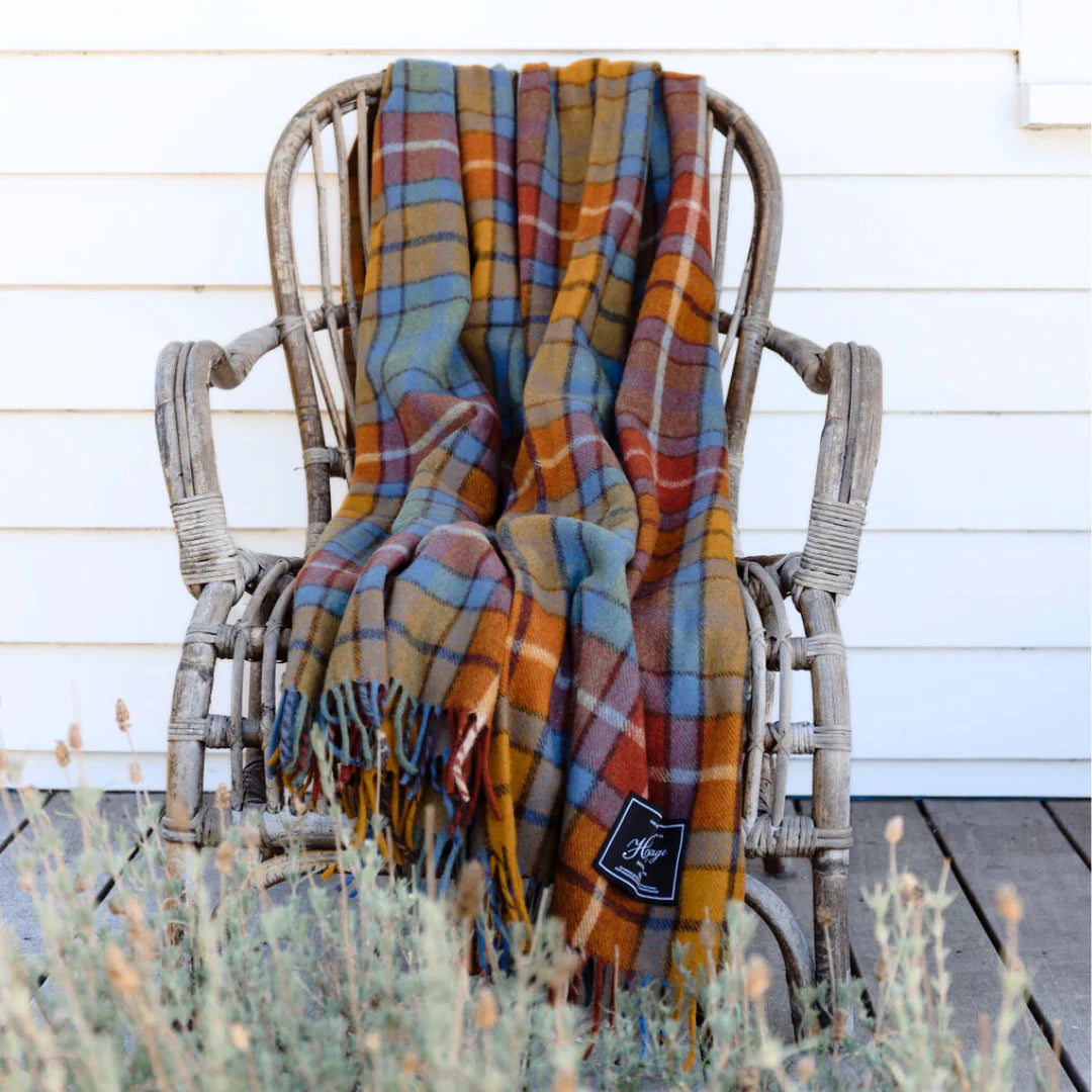Recycled Wool Tartan Blanket: Autumn