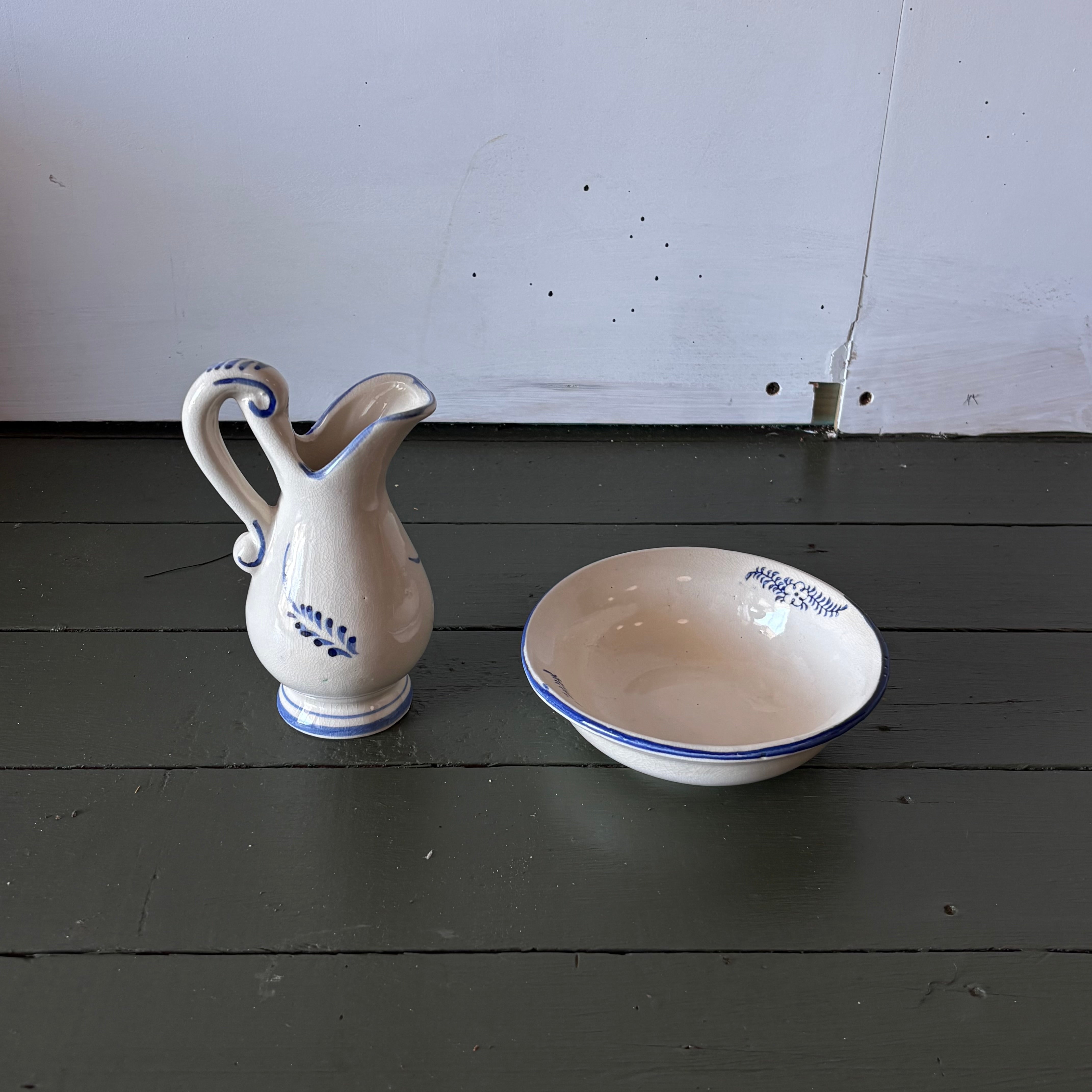Blue Bowl and Jug Set