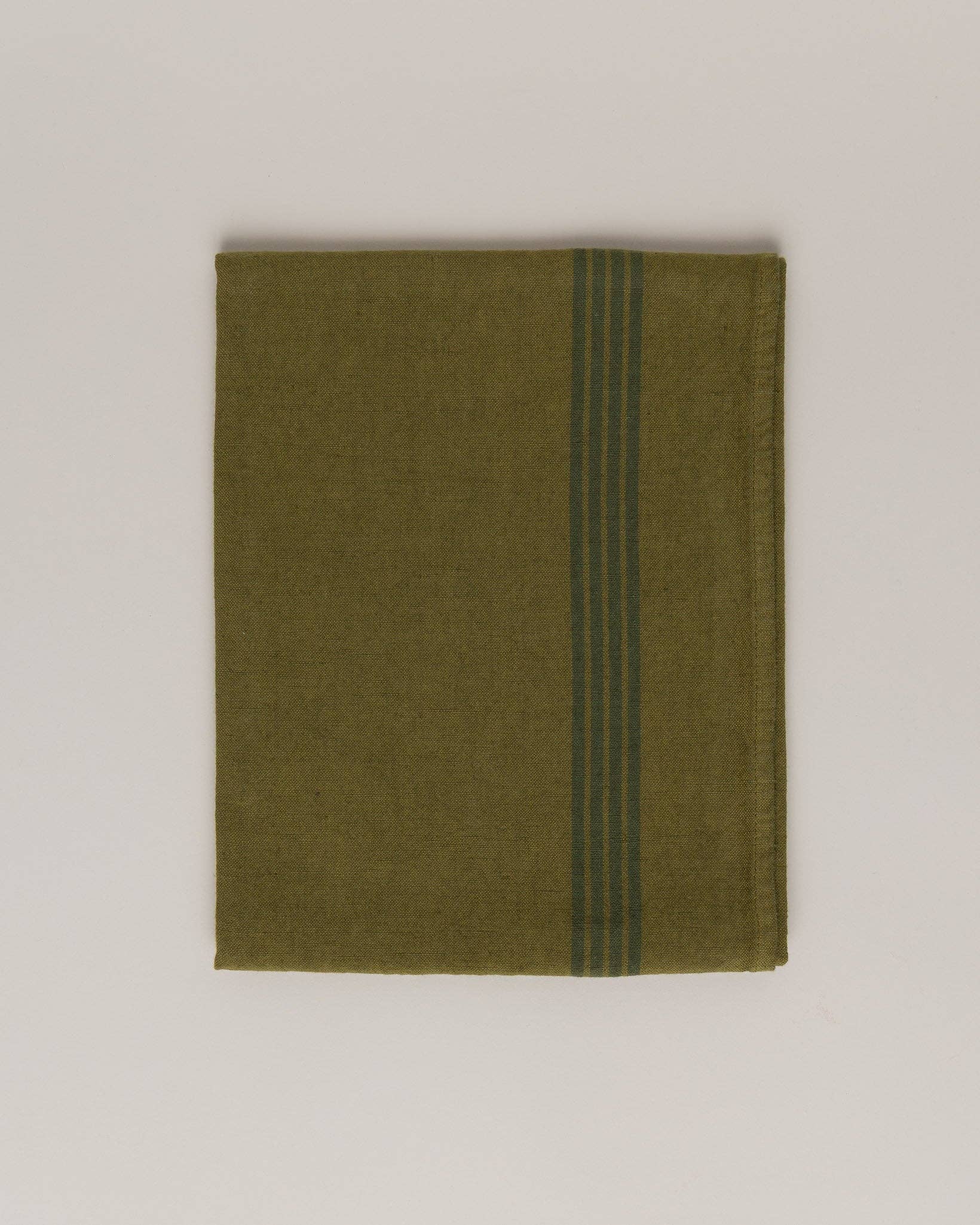 Linen-cotton tea towel: Chartreuse / Blue stripes