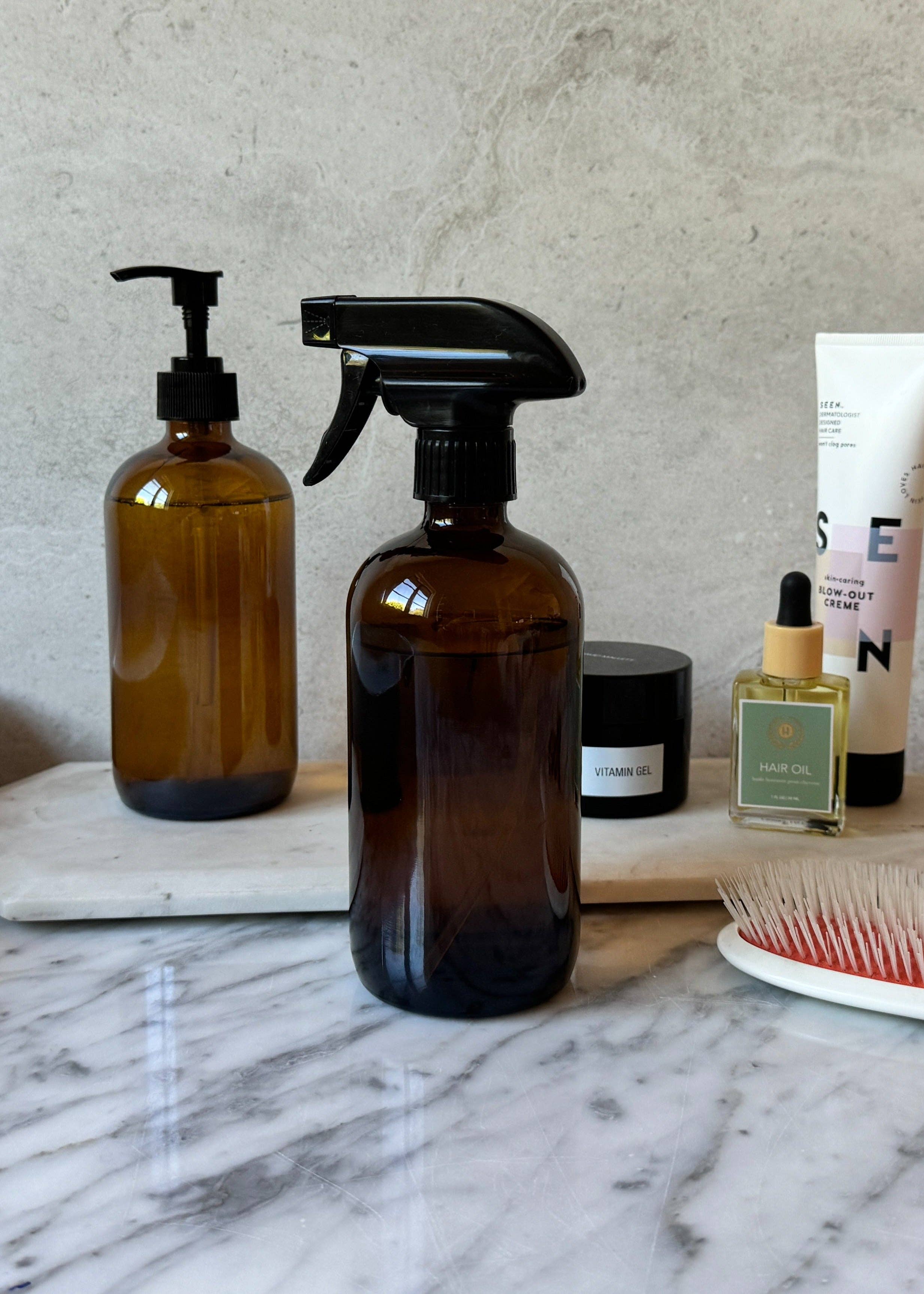 Amber Glass Bottles 500ml: With Pump