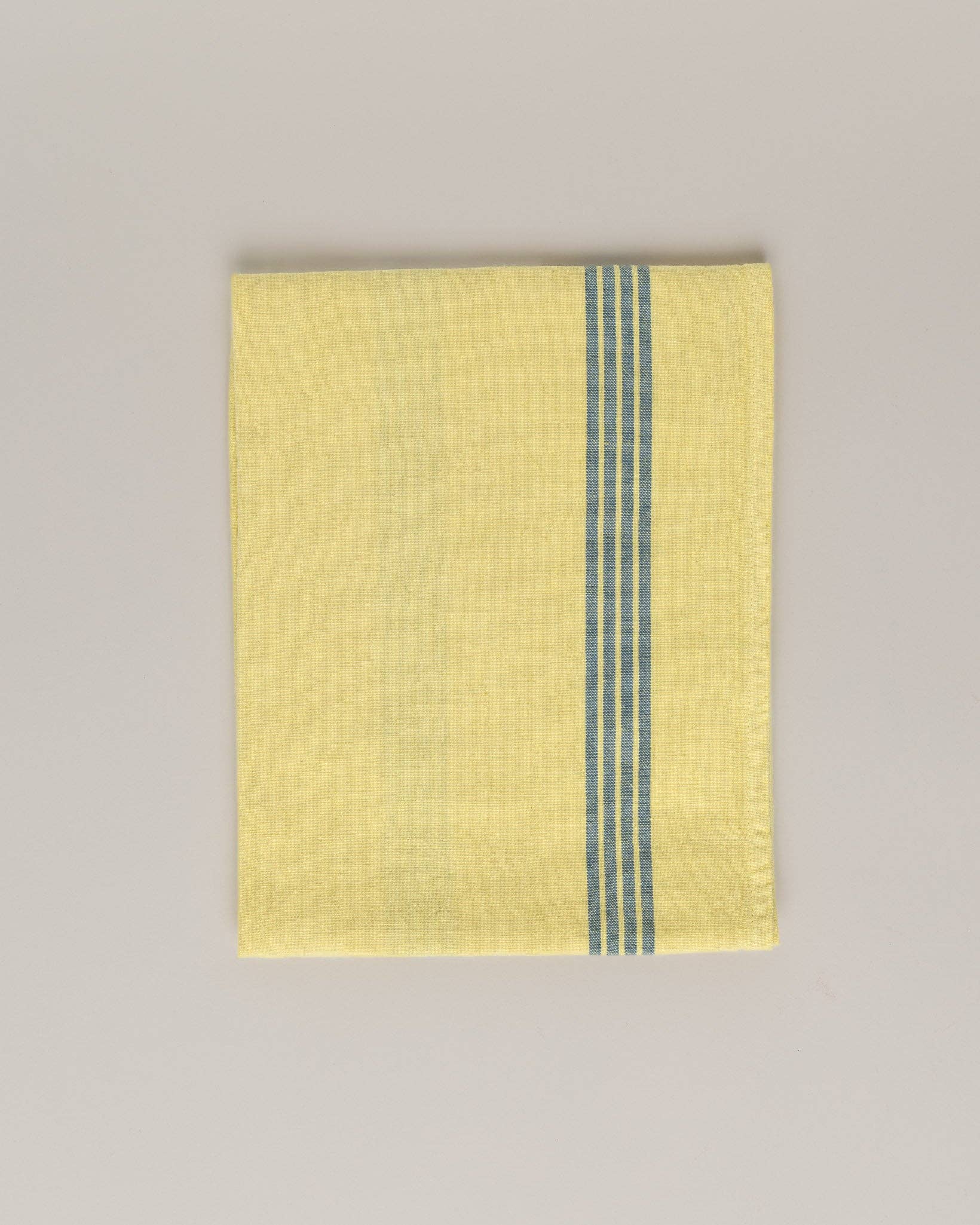Linen-cotton tea towel: Limoncello / Blue stripes