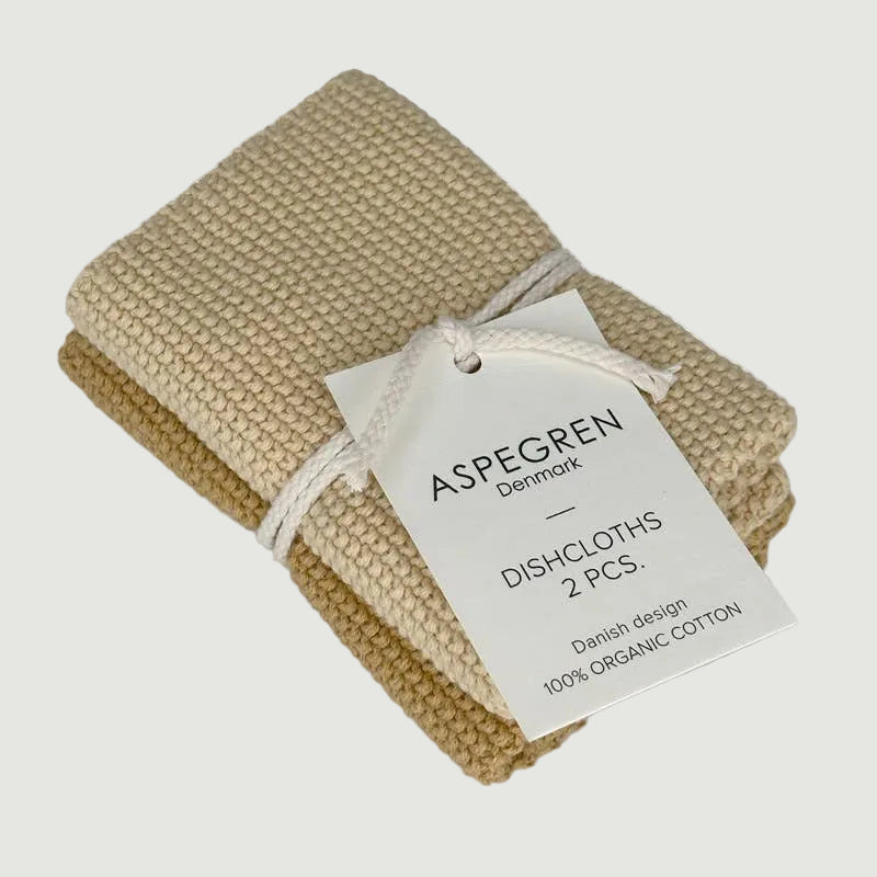Organic Cotton Dishcloths: Set of 2 Knitted Butter