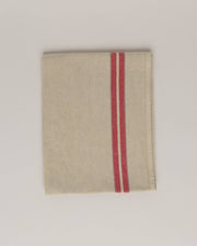 Linen-cotton tea towel: Natural / Pink and red stripes
