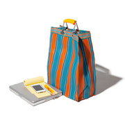 Recycled Plastic Stripe Bag / Rectangle D15 - Orange x Blue