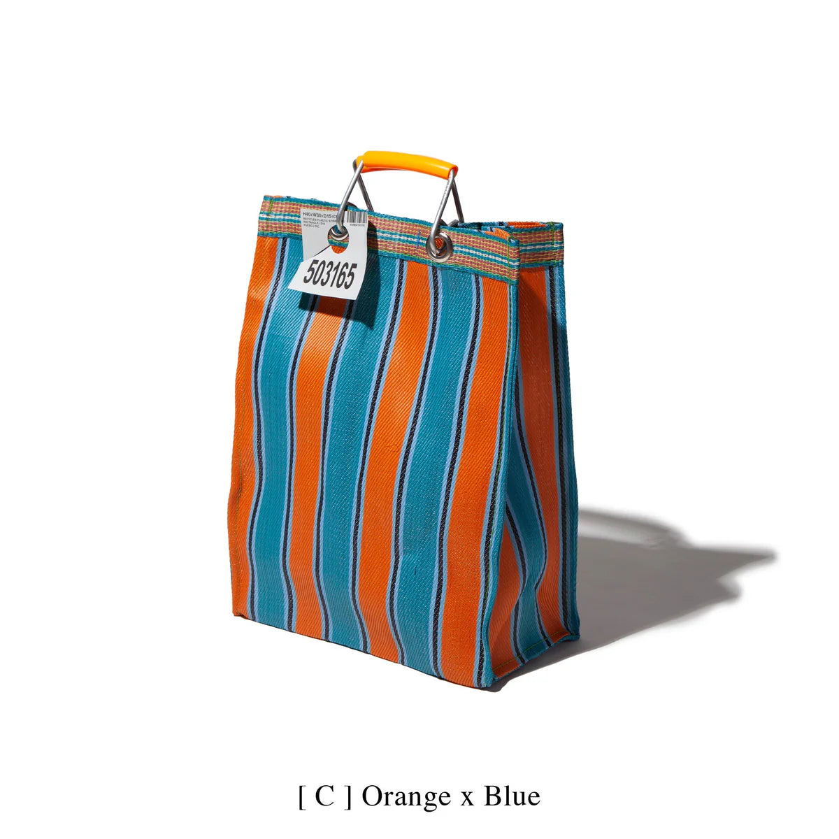Recycled Plastic Stripe Bag / Rectangle D15 - Orange x Blue