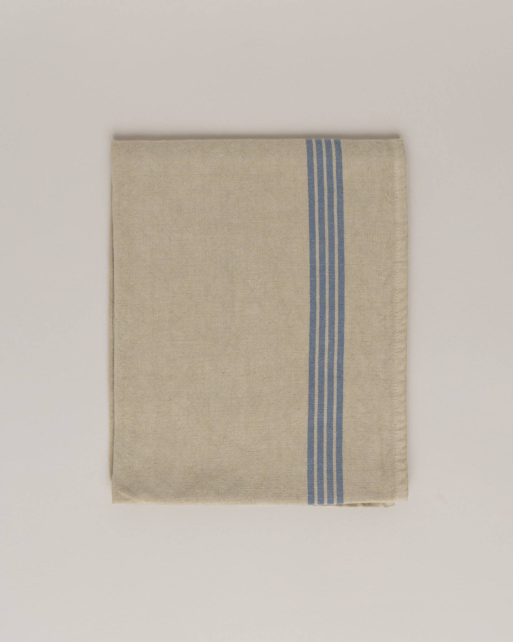 Linen-cotton tea towel: Natural / Blue stripes