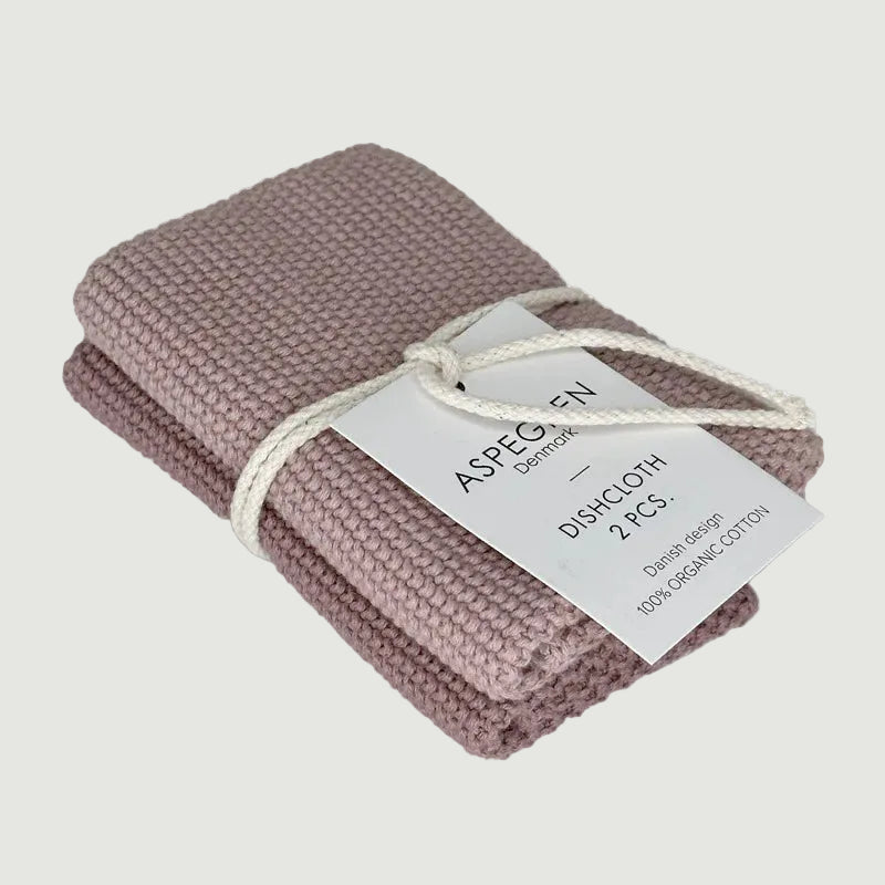 Organic Cotton Dishcloths: Set of 2 Knitted Pink