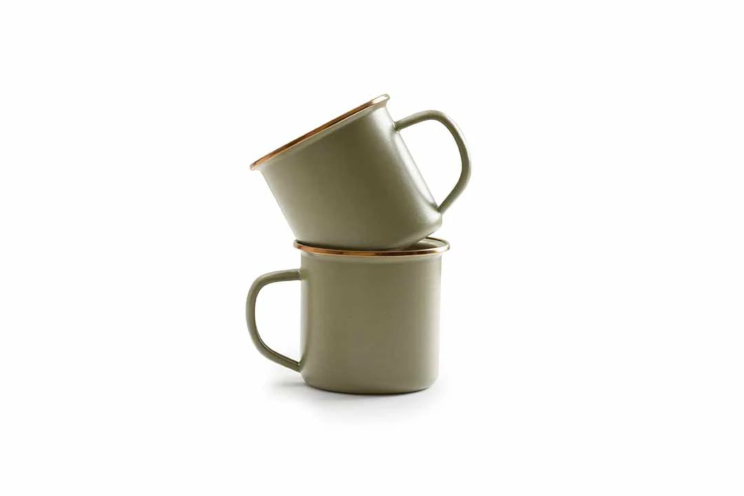 Enamel 2-Tone Mug Set: Olive Drab