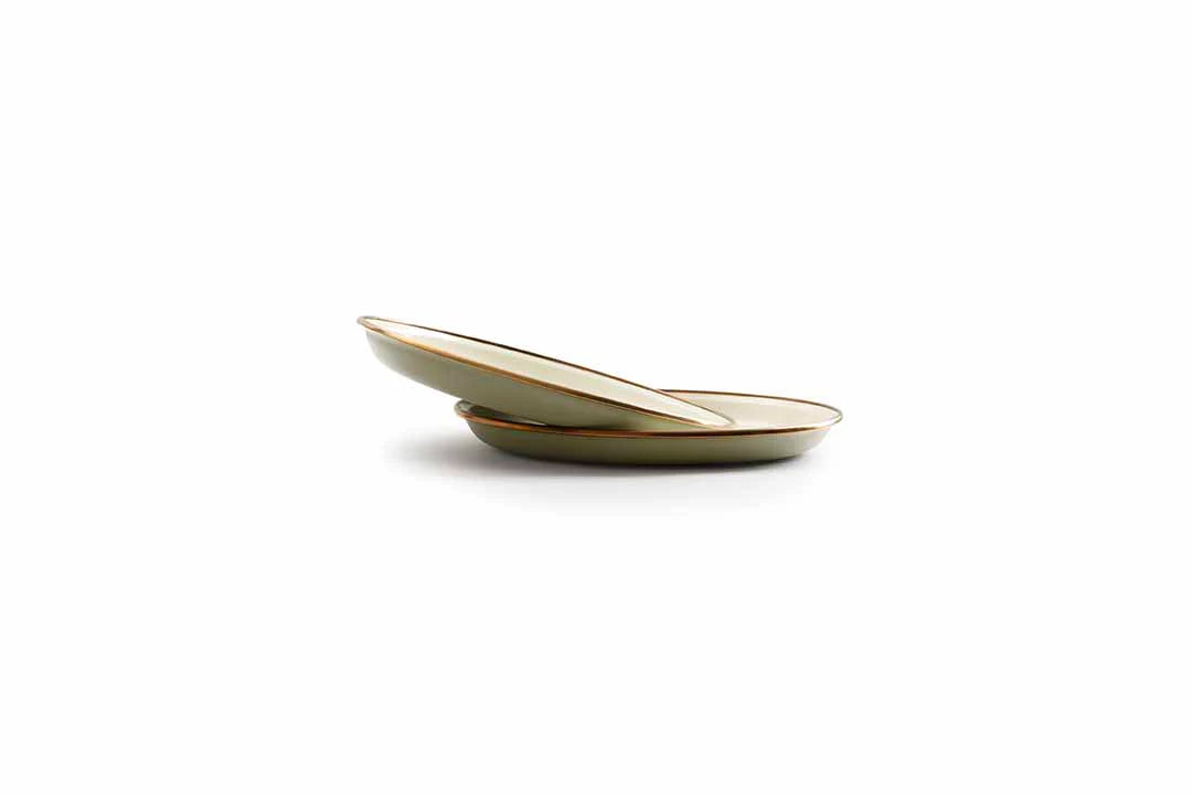 Enamel 2-Tone Salad Plate Set - Olive Drab