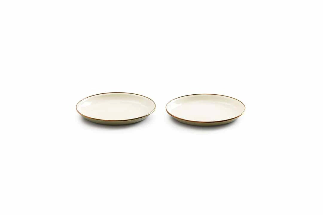 Enamel 2-Tone Salad Plate Set - Olive Drab