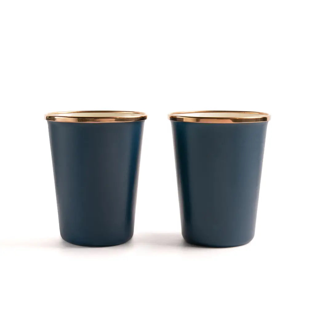 Enamel 2-Tone Tall Cup Set: Deep Indigo