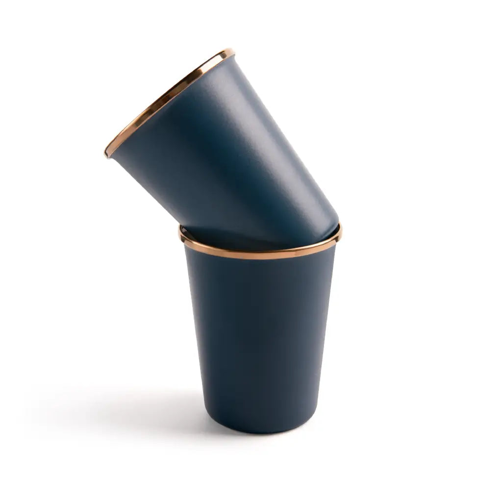 Enamel 2-Tone Tall Cup Set: Deep Indigo