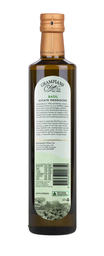 Basil Infused Extra Virgin Olive Oil: 100ml