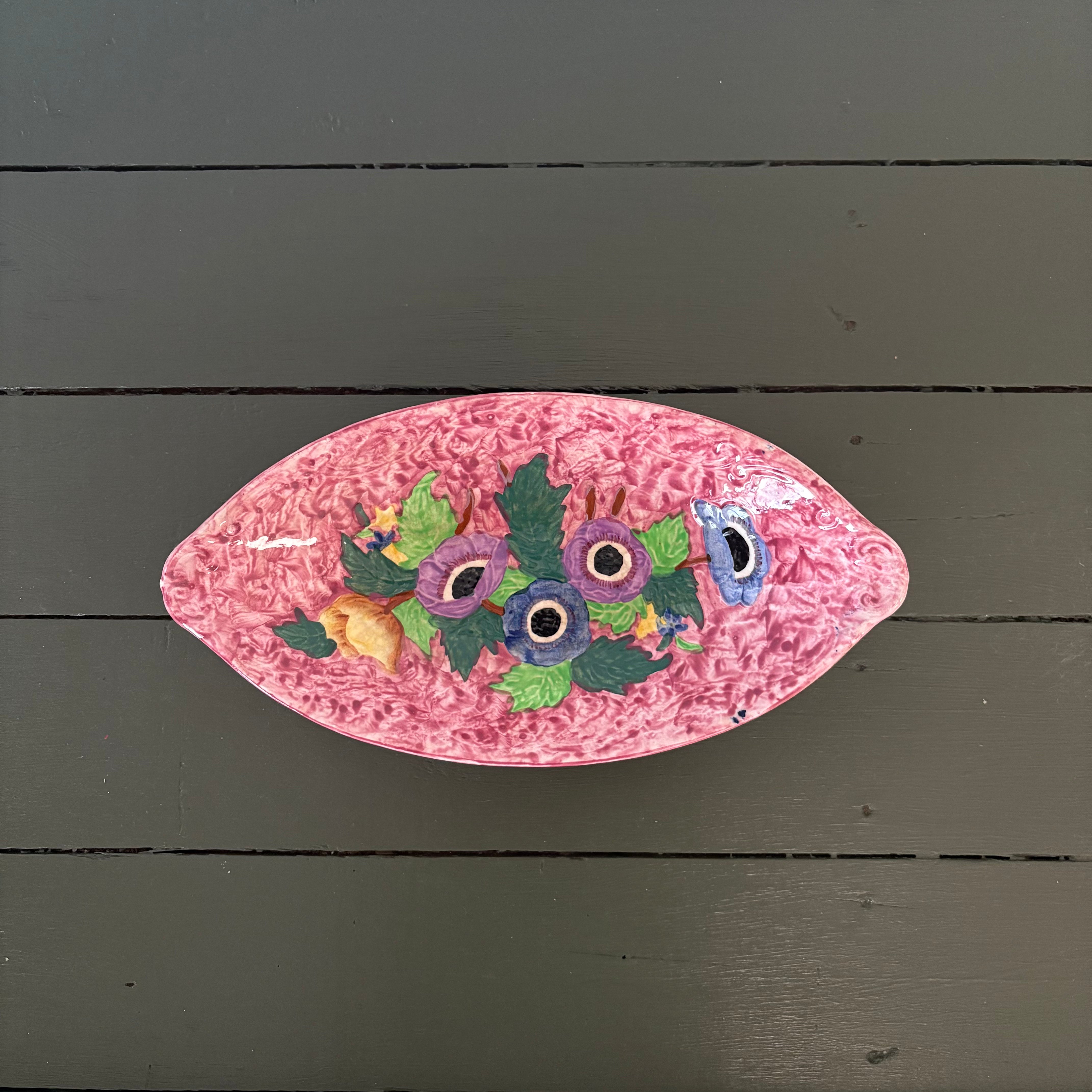 Floral Pink Oval Dish