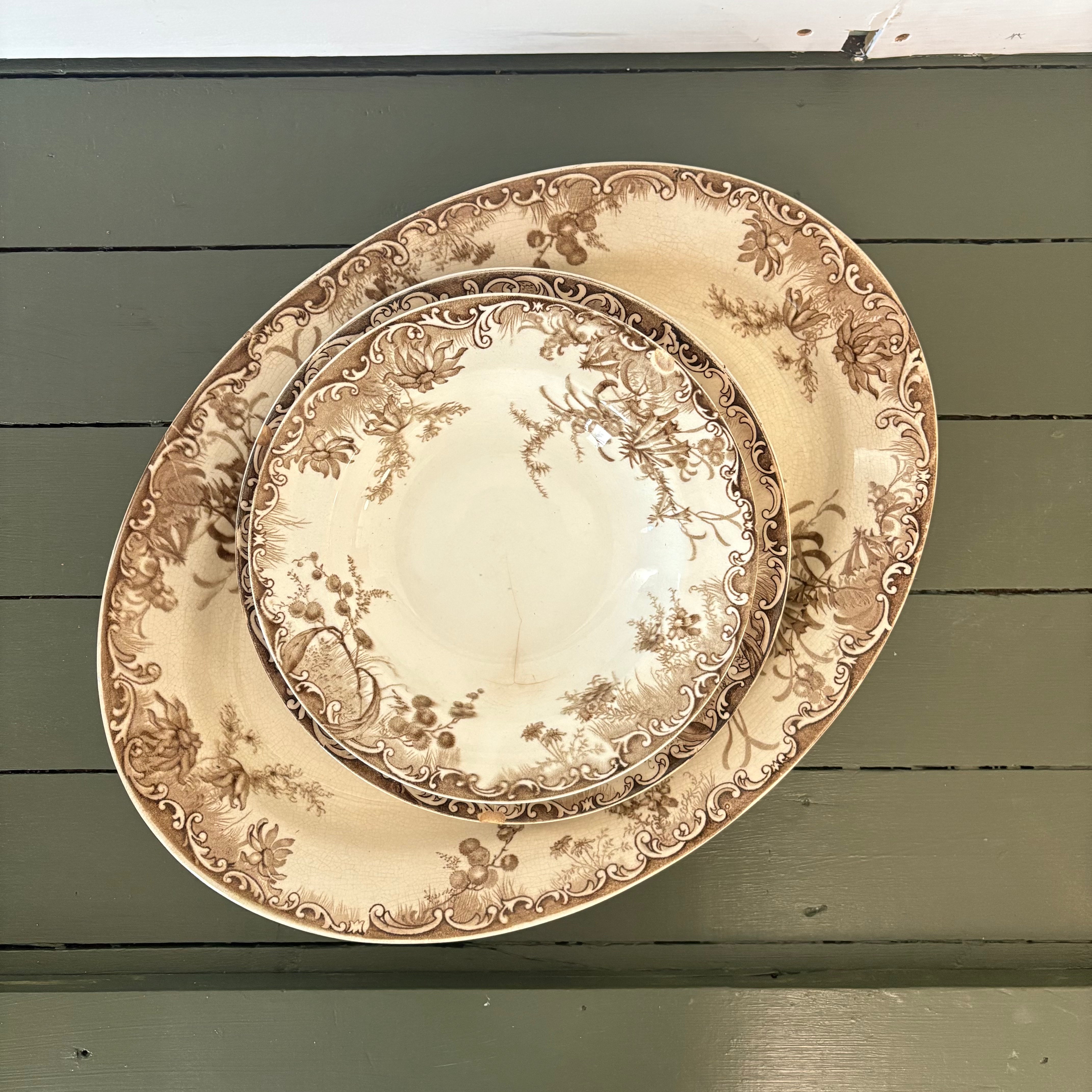 Mc Wharter & Son Brown Plate Set