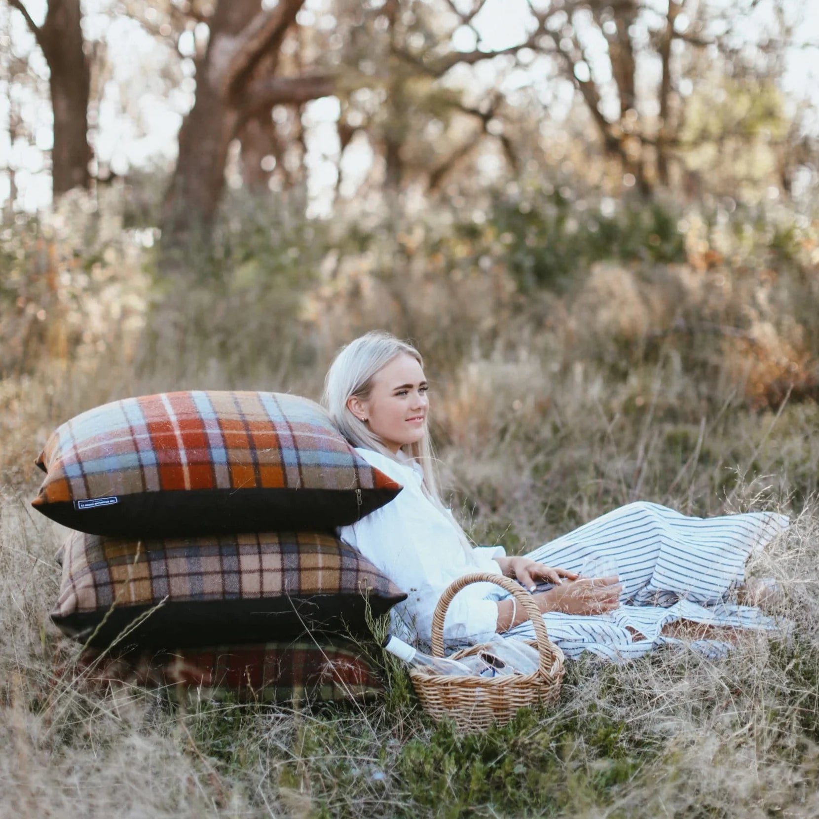 Tartan Paddock Pillow: Gold (Cover Only)