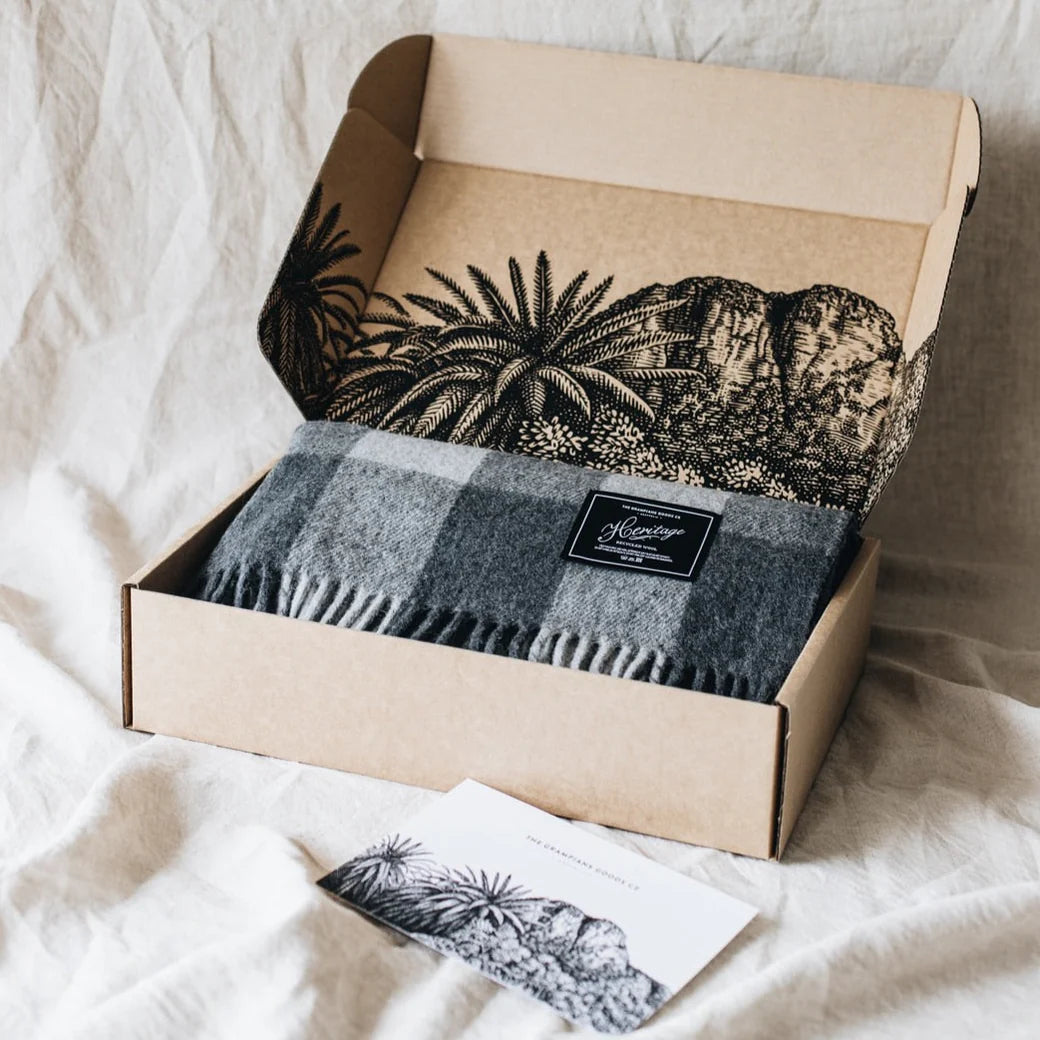 Recycled Wool Tartan Blanket: Smoke