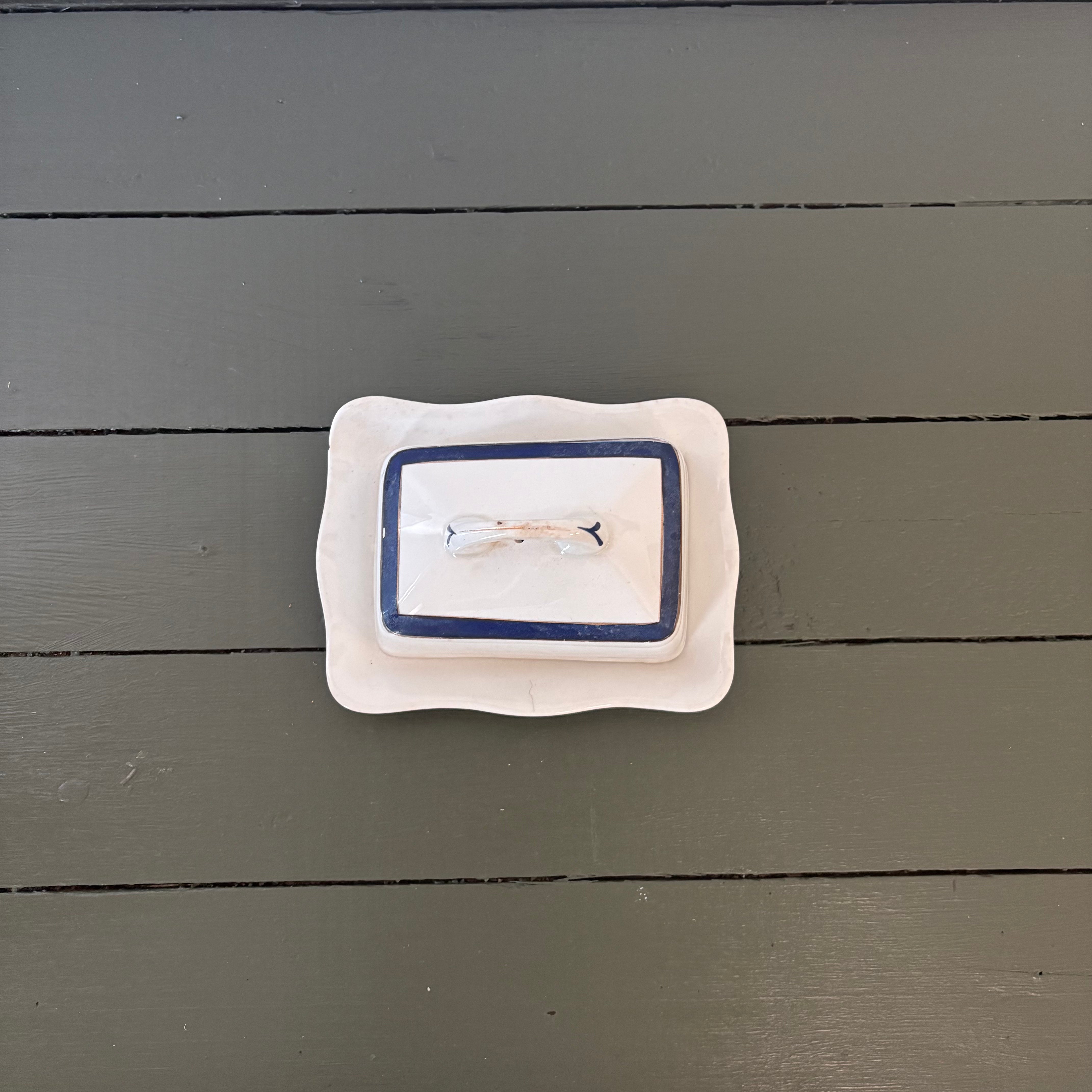 Blue and White Butter Dish