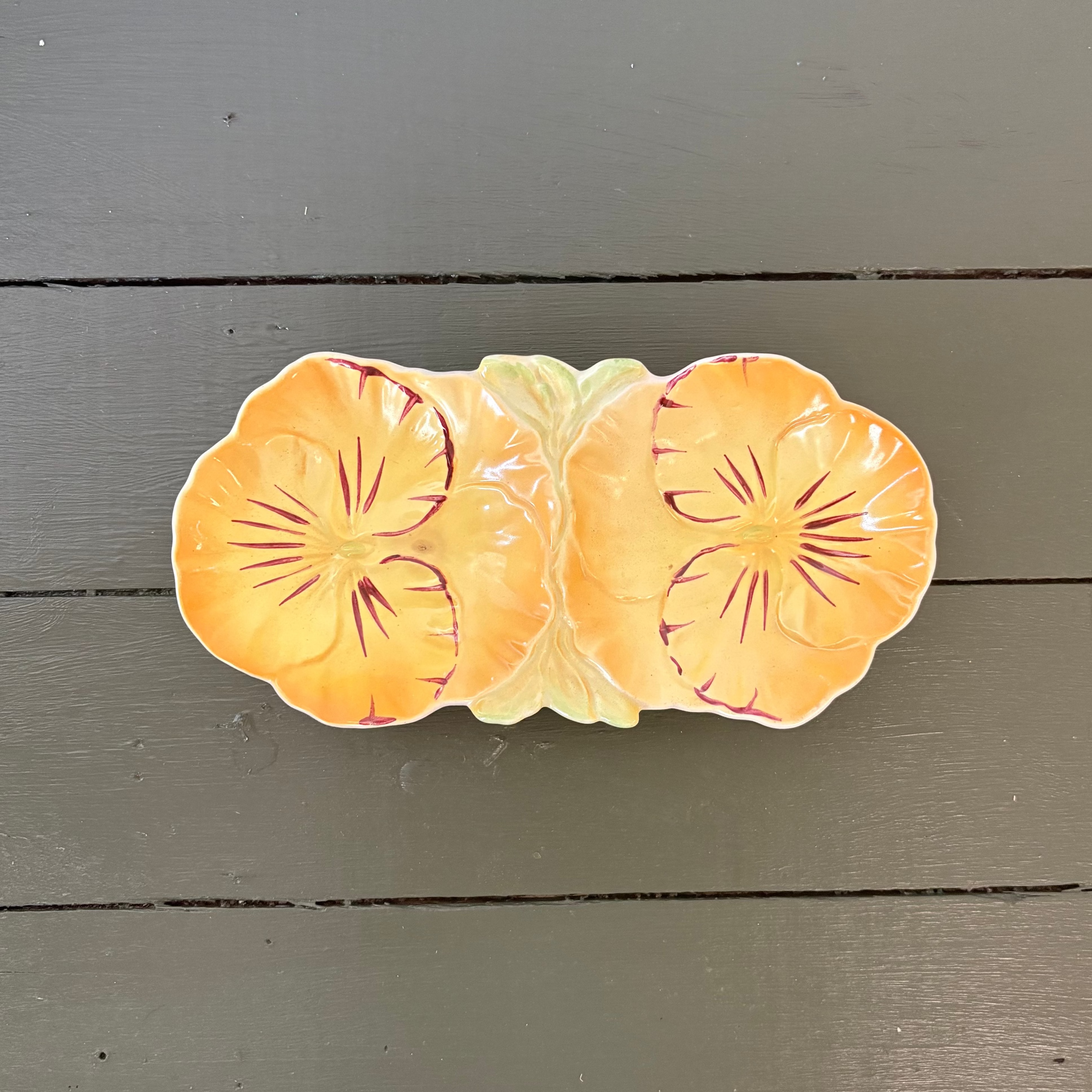 Twin Flower Plate Yellow