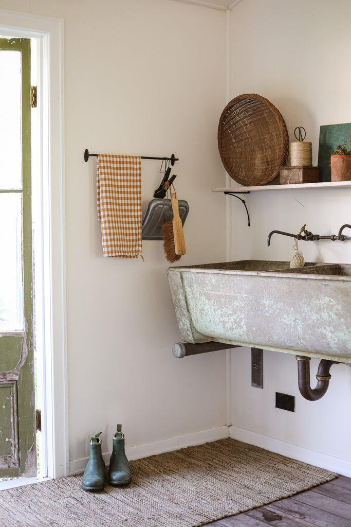 French Linen Tea Towel (Toffee Gingham)