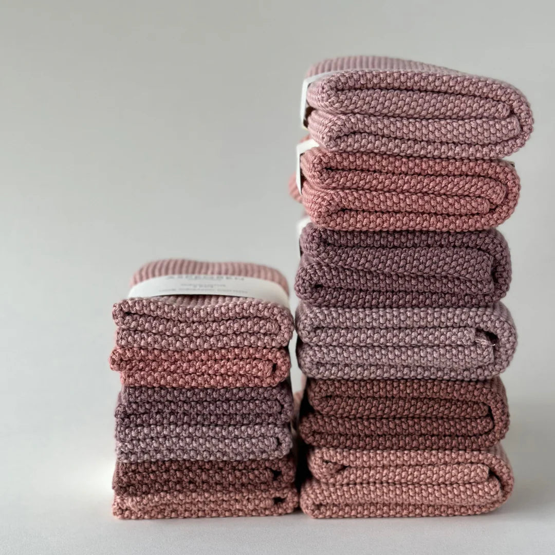 Organic Cotton Dishcloths: Set of 2 Knitted Pink