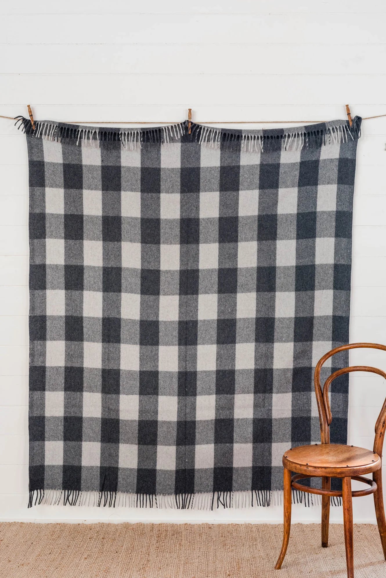Recycled Wool Tartan Blanket: Smoke