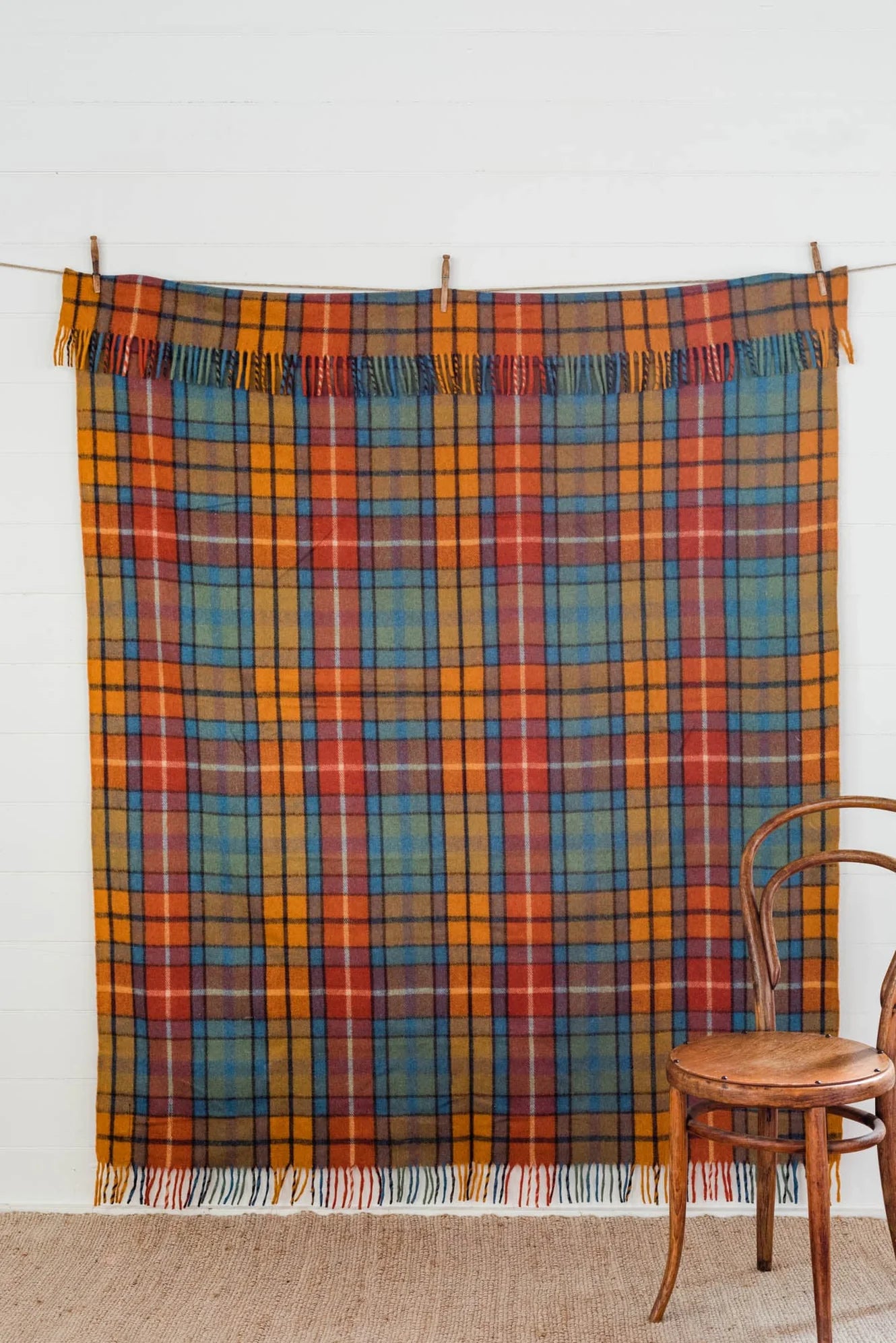 Recycled Wool Tartan Blanket: Autumn
