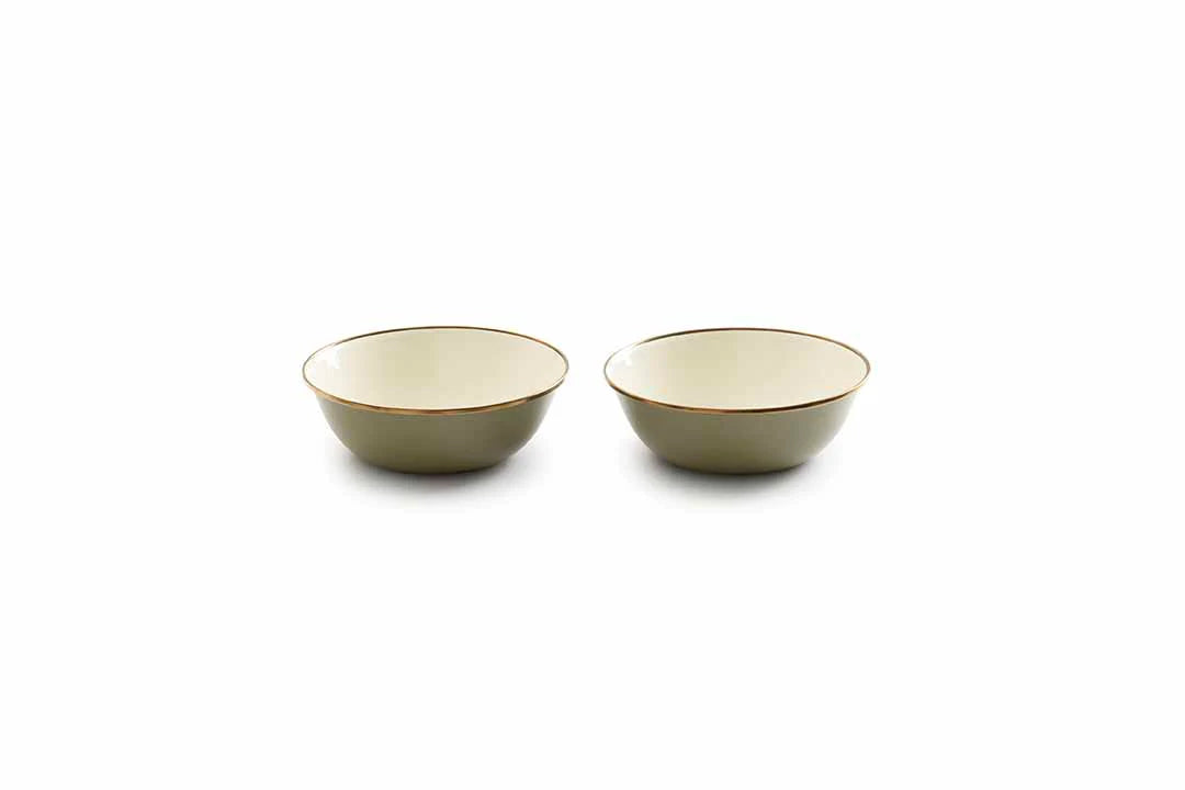 Enamel 2-Tone Bowl Set - Olive Drab