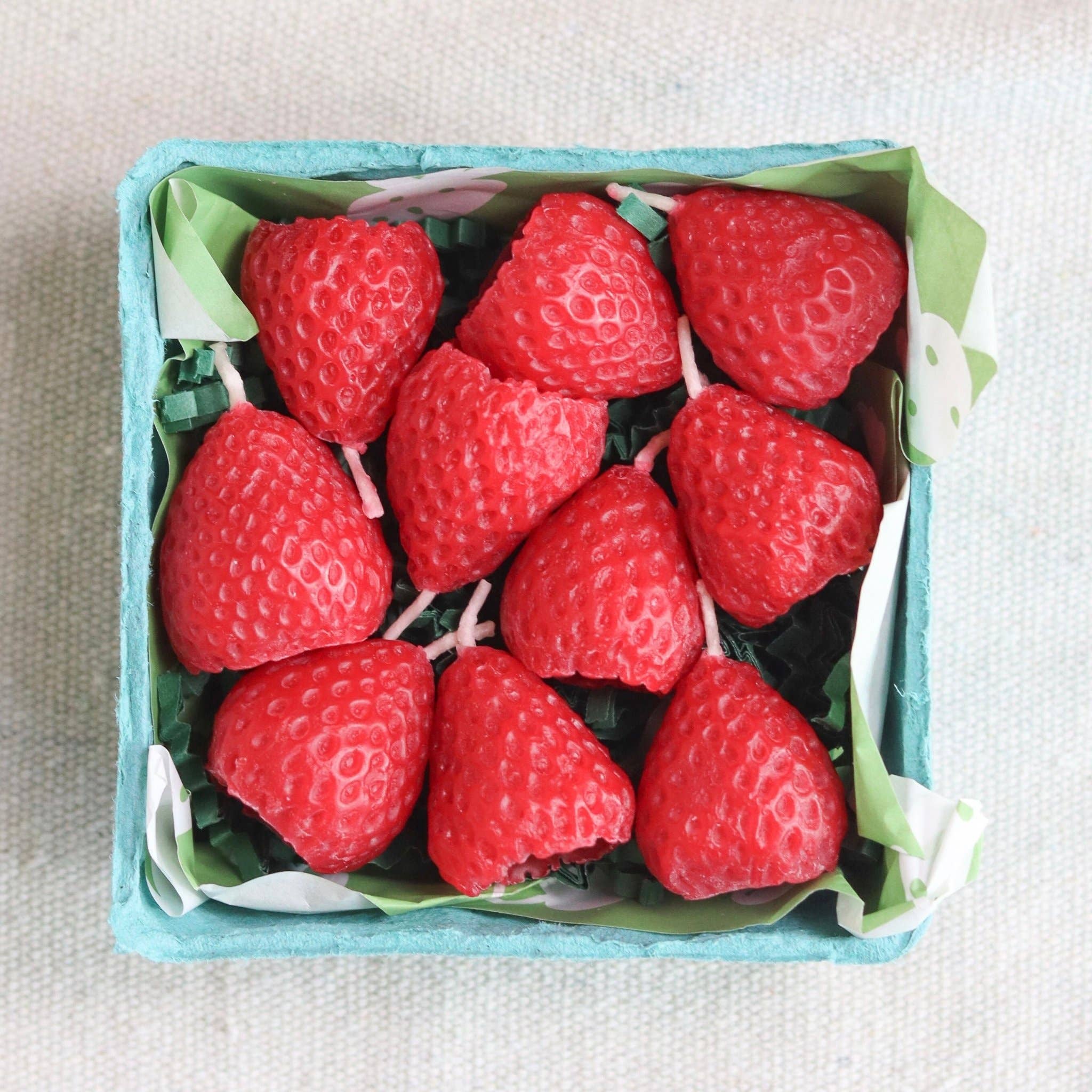 Unscented Strawberry Birthday Candles (10)