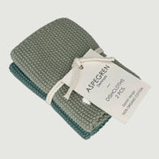 Organic Cotton Dishcloths: Set of 2 Knitted Green
