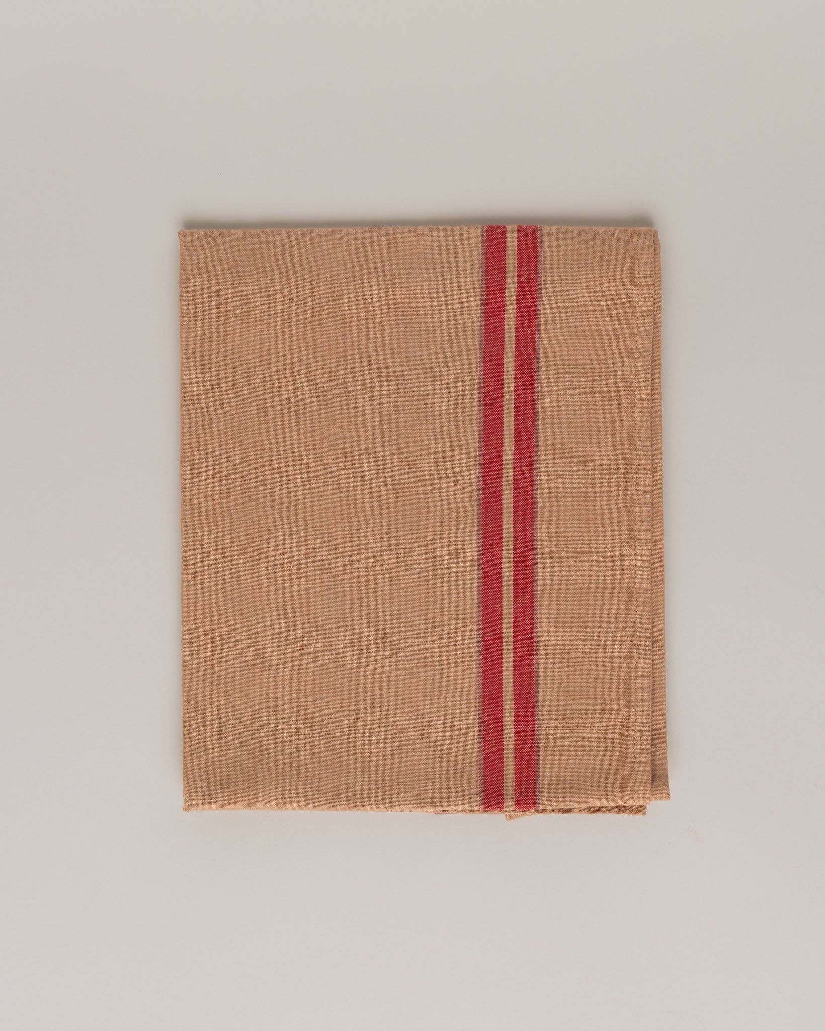 Linen-cotton tea towel: Powder / Pink and red stripes