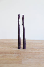 Purple Asparagus Beeswax Candle Taper Pair