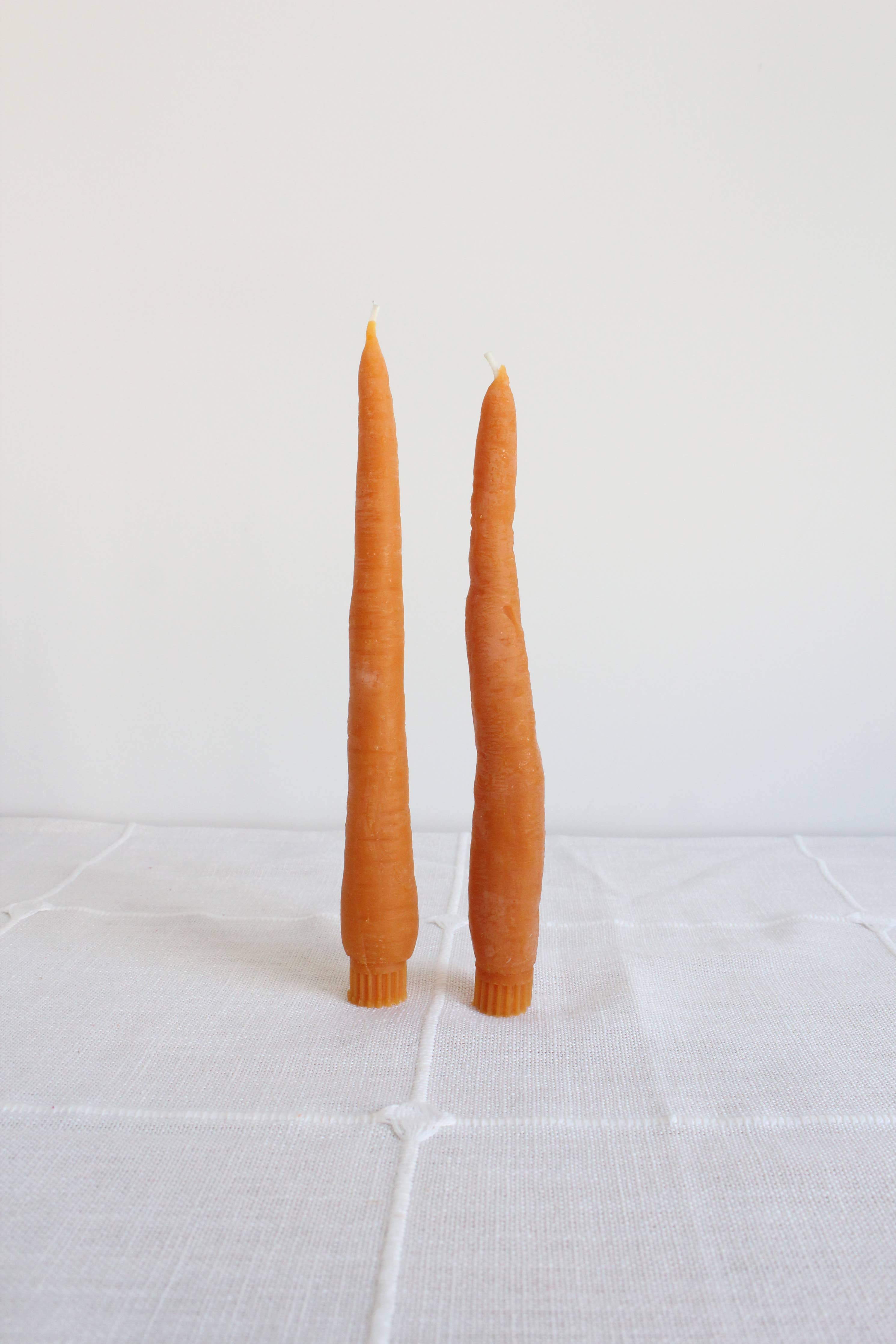 Carrot Beeswax Candles Taper Pair