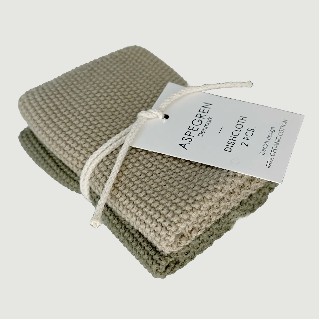 Organic Cotton Dishcloths: Set of 2 Knitted Olive
