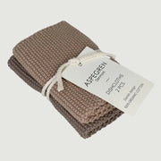 Organic Cotton Dishcloths: Set of 2 Knitted Dark Mocha