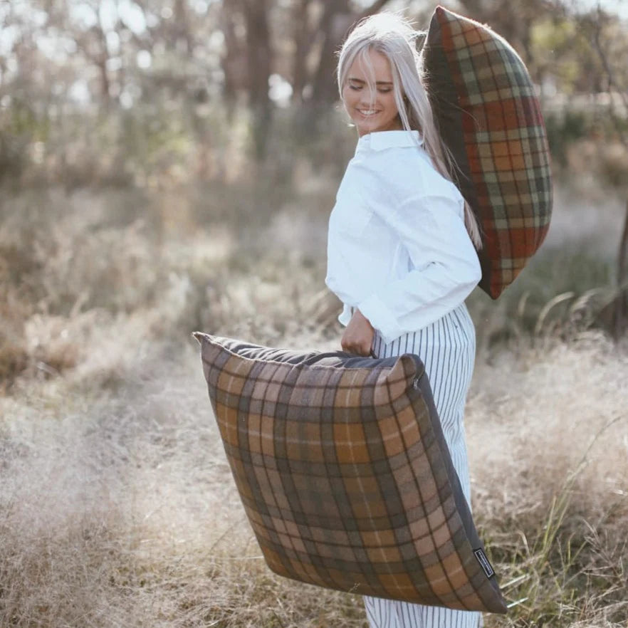 Tartan Paddock Pillow: Gold (Cover Only)
