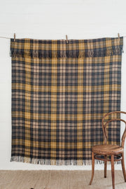 Recycled Wool Tartan Blanket: Gold